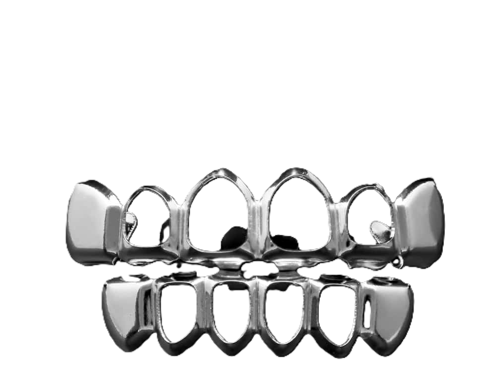 [FBG0007] Open Face Silver Plated Grillz - Upper Teeth
