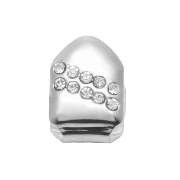 [FBG0020] Single Silver Plated Clip-on Tooth Cap with Slashed CZ Diamonds