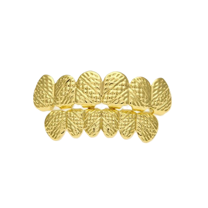 [FBG0010] Gold Plated Diamond Tribal Cut Grillz - Lower Teeth